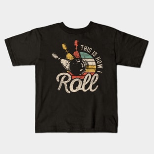 This Is How I Roll Retro Bowling Bowler Funny Cap Sleeve Kids T-Shirt